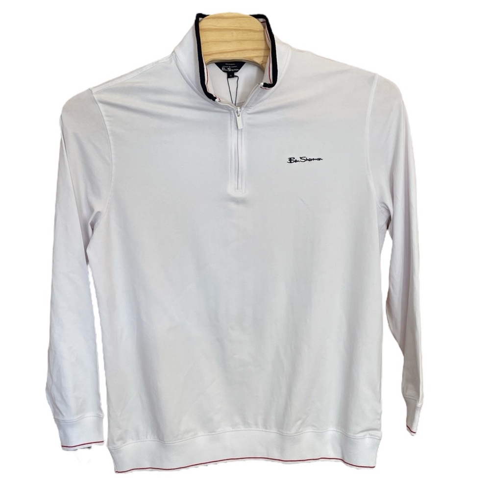 Ben Sherman Bright White Quarter Zip Pullover New With Tags Men’s XL